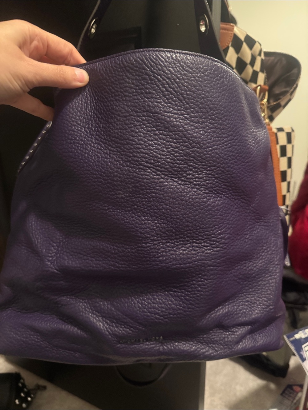 MICHAEL Michael Kors Purple Pebbled Leather Backpack